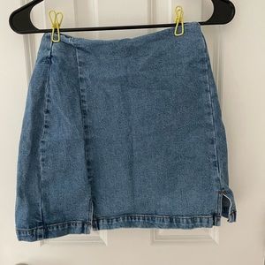 Jean Mini Skirt with Slits